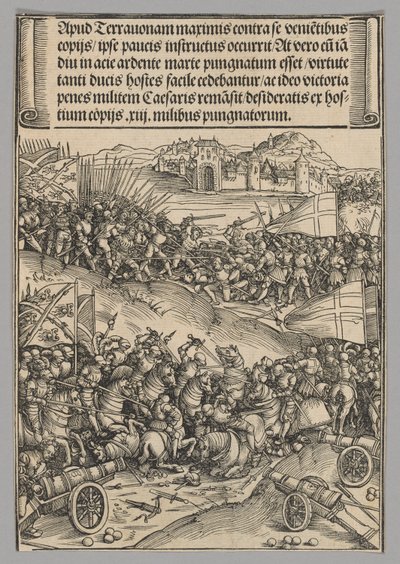 Batalha de Guinegate, chapa 4 de Cenas históricas da vida do Imperador Maximiliano I do Arco do Triunfo de Wolf Traut