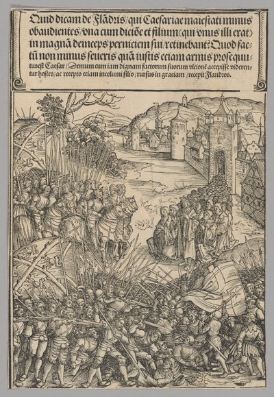 Flemish Rebellion, placa 7 de Cenas Históricas da Vida do Imperador Maximiliano I do Arco do Triunfo de Wolf Traut