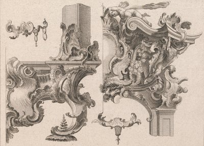 Sugestão para a Decoração da Baixa Direita e Alta Direita de um Altar..., Impresso ca. 1750-56. de Wolffgang Christoph Mayr