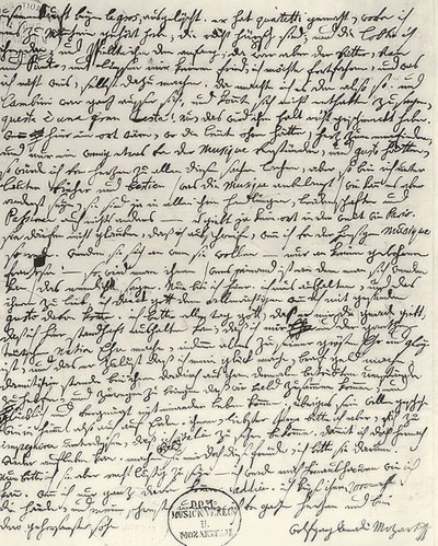 Carta de autógrafos de Mozart de Wolfgang Amadeus Mozart