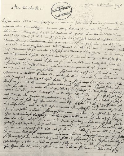 Carta manuscrita para o pai. Viena 13 de junho de 1781 de Wolfgang Amadeus Mozart