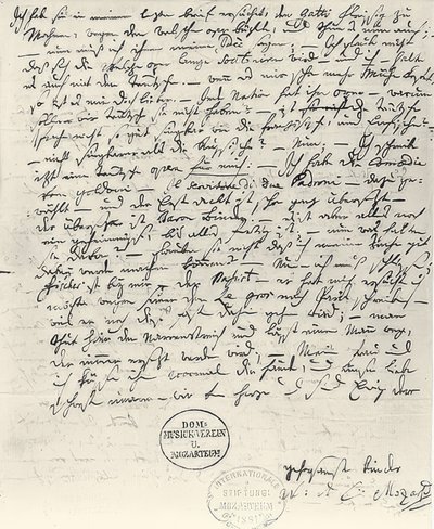 Carta de autógrafos de Wolfgang Amadeus Mozart de Wolfgang Amadeus Mozart