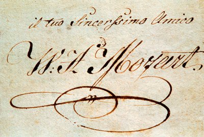 Assinatura do compositor austríaco Wolfgang Amadeus Mozart (1756-1791) de Wolfgang Amadeus Mozart