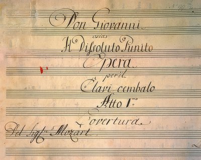 Página de rosto da ópera Don Giovanni. Executado pela primeira vez em 1787 de Wolfgang Amadeus Mozart
