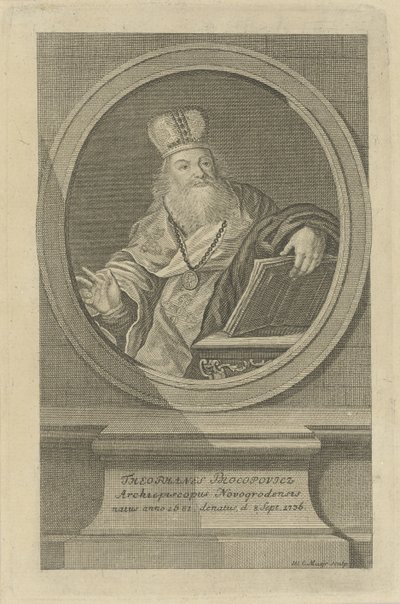 Retrato do Poeta Theofan Prokopovich 1681-1736, ca 1760. de Wolfgang Christoph Mayr