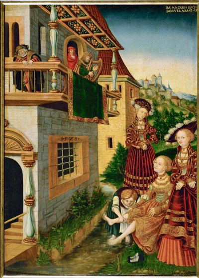 David e Bathseba (pintura sobre madeira de tília) de Wolfgang Krodel