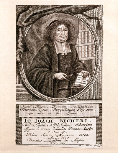 Retrato de Johann Joachim Becher (gravura) de Wolfgang Philipp Kilian