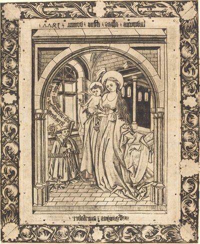 A Madona e o Menino com o Abade Ludwig von Churchwalden de Wolfgang The Goldsmith after Master E.S.