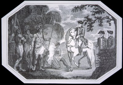 General Burgoyne e os índios em 1777, gravado por J. Taylor, de 