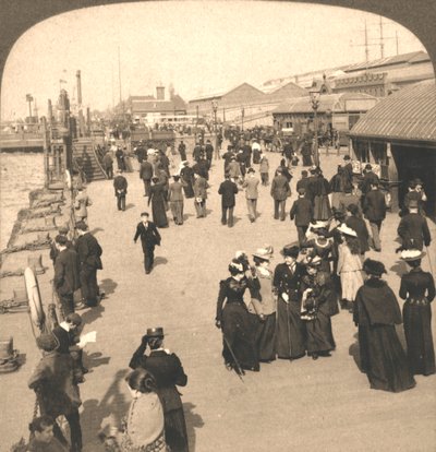 A aterragem do navio a vapor do oceano, Liverpool, Inglaterra, 1901. de Works and Sun Sculpture Studios