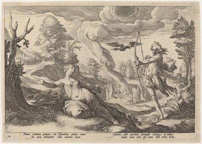 Apolo Matando Coronis de Workshop of Hendrick Goltzius, after Hendrick Goltzius