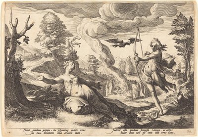 Apolo Matando Coronis de Workshop of Hendrick Goltzius, after Hendrick Goltzius
