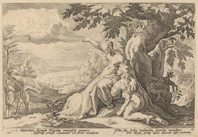 Clymene incitando Phaeton a encontrar Hélios de Workshop of Hendrick Goltzius, after Hendrick Goltzius
