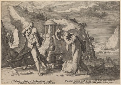 Deucalião e Pirra povoando a Terra de Workshop of Hendrick Goltzius, after Hendrick Goltzius