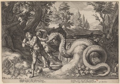 O Dragão Devorando os Companheiros de Cadmus de Workshop of Hendrick Goltzius, after Hendrick Goltzius