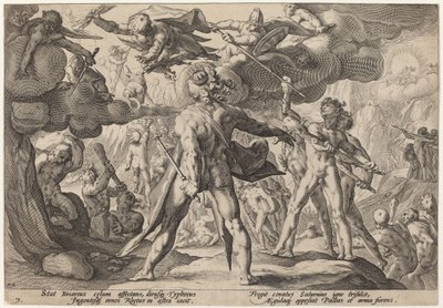 Os gigantes escalando os céus de Workshop of Hendrick Goltzius, after Hendrick Goltzius