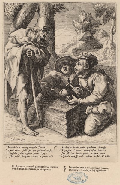Não gaste suas economias cedo demais de Workshop of Hendrick Goltzius, after Karel van Mander I
