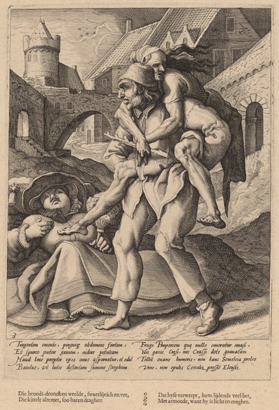 A pobreza é mais fácil de suportar do que o luxo de Workshop of Hendrick Goltzius, after Karel van Mander I