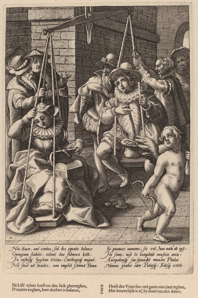 A balança do casamento de Workshop of Hendrick Goltzius, after Karel van Mander I