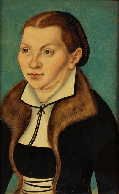 Díptico com os retratos de Lutero e da sua mulher de workshop of Lucas Cranach the Elder