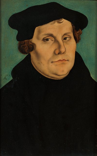 Díptico com os retratos de Lutero e da sua mulher de workshop of Lucas Cranach the Elder