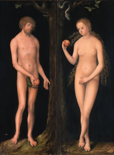 Alemão: Adam und Eva Adam and Eve de workshop of Lucas Cranach the Elder