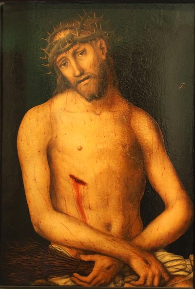 Alemão: Der Schmerzensmann Cristo como o Homem das Dores de workshop of Lucas Cranach the Elder