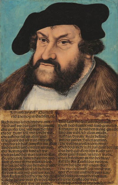 Alemão: Johann der Beständige, Kurfürst von Sachsen (1486-1532) Johann the Steadfast. Eleitor da Saxónia (1486-1532) de workshop of Lucas Cranach the Elder