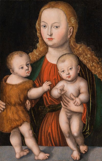 Alemão: Madonna mit Kind und Johannesknaben A Virgem e o Menino com o Menino São João de workshop of Lucas Cranach the Elder