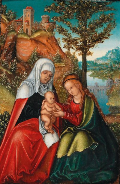 A Virgem e o Menino com Santa Ana de workshop of Lucas Cranach the Elder