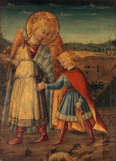 O Arcanjo Rafael e Tobias, início a meados da década de 1460. de Workshop of Neri di Bicci