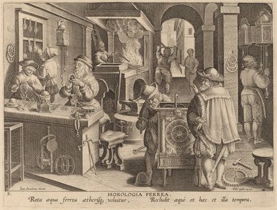 Horologia Ferrea (Relógios de Ferro) de Workshop of Philip Galle after Jan van der Straet