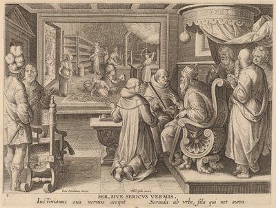 Ser, Sive Sericus Vermis (Seda, ou o Bicho-da-seda) de Workshop of Philip Galle after Jan van der Straet