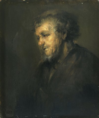 Estudo de um velho em perfil de Workshop of Rembrandt