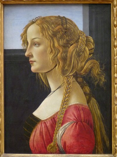 Alemão: Profilbildnis einer jungen Frau Retrato de perfil de uma jovem mulher, provavelmente Simonetta de Workshop of Sandro Botticelli