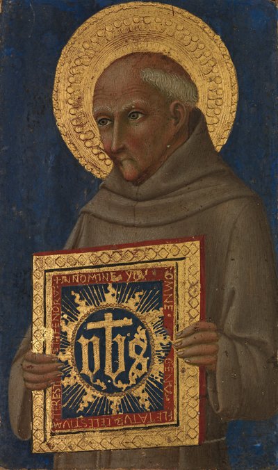 São Bernardino, c. 1460-70. de Workshop of Sano di Pietro
