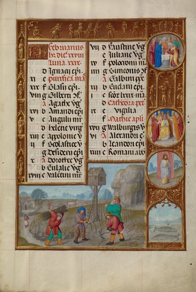 Trabalhando em uma Vinha; Signo Zodiacal de Peixes de Workshop of the Master of James IV of Scotland