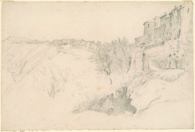 Encosta com casas e figuras de Worthington Whittredge