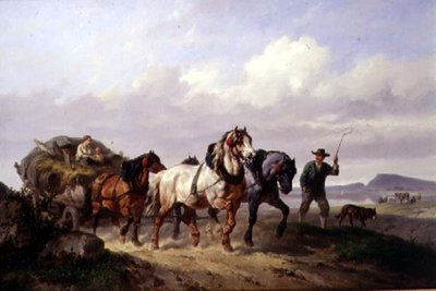 Uma Equipe de Cavalos de Corrida (óleo sobre tela) de Wouterus Verschuur