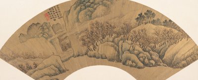 Green Cliff com Red Maples, 1603. de Wu Bin