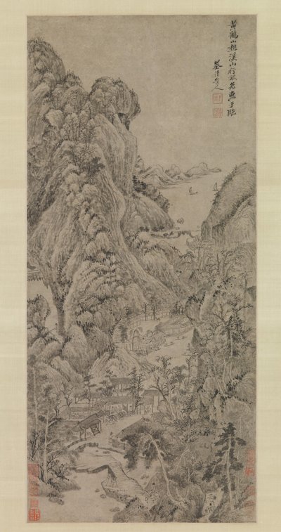 Viajantes entre riachos e montanhas, provavelmente 1670s. de Wu Li