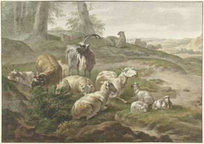 Dólares e ovelhas numa paisagem montanhosa de Wybrand Hendriks