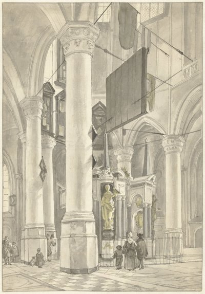 Vista no Nieuwe Kerk em Delft, com o túmulo de William de Orange de Wybrand Hendriks