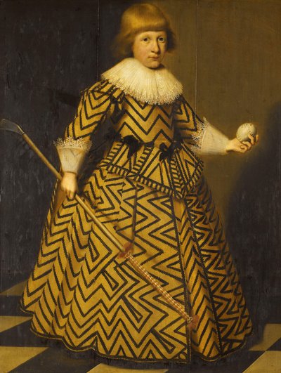 Retrato de um menino com um Kolf Club de Wybrand de Geest (I)