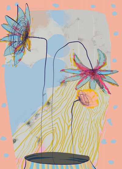 Flores abstratas em tons pastel de XHOZUCAN