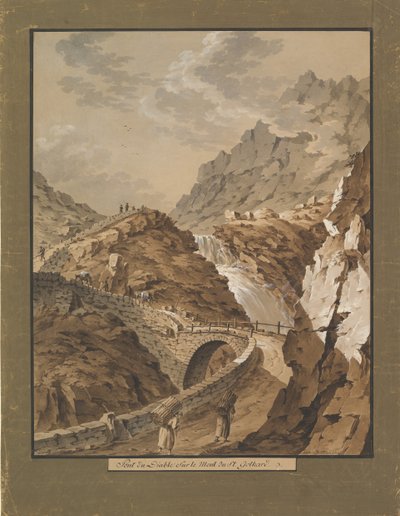 Ponte do Diabo em direcção à Montanha Gothard na Suíça, 1785-1824. de Xaver Triner