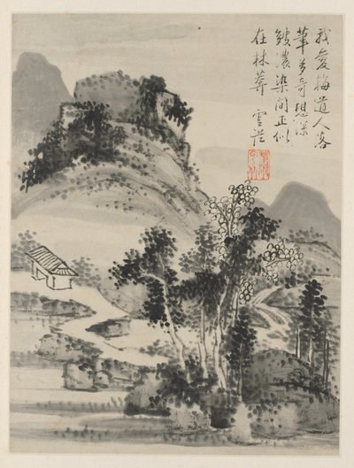 Álbum de Paisagens Sazonais, Folha D folha anterior 2, 1668. de Xiao Yuncong