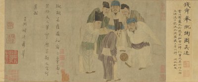 Pergaminho de Cuju (Imperador Taizu a tocar cuju) (cor sobre papel) de Xuan Qian