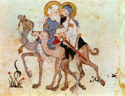 Despedidas de Abou Zayd e Al Harith antes do regresso a Meca ... de Yahya ibn Mahmud Al Wasiti