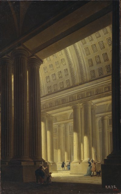 A visão interna de um templo. Vestíbulo dórico, 1781 de Yakov Gerasimovich Farafontyev
